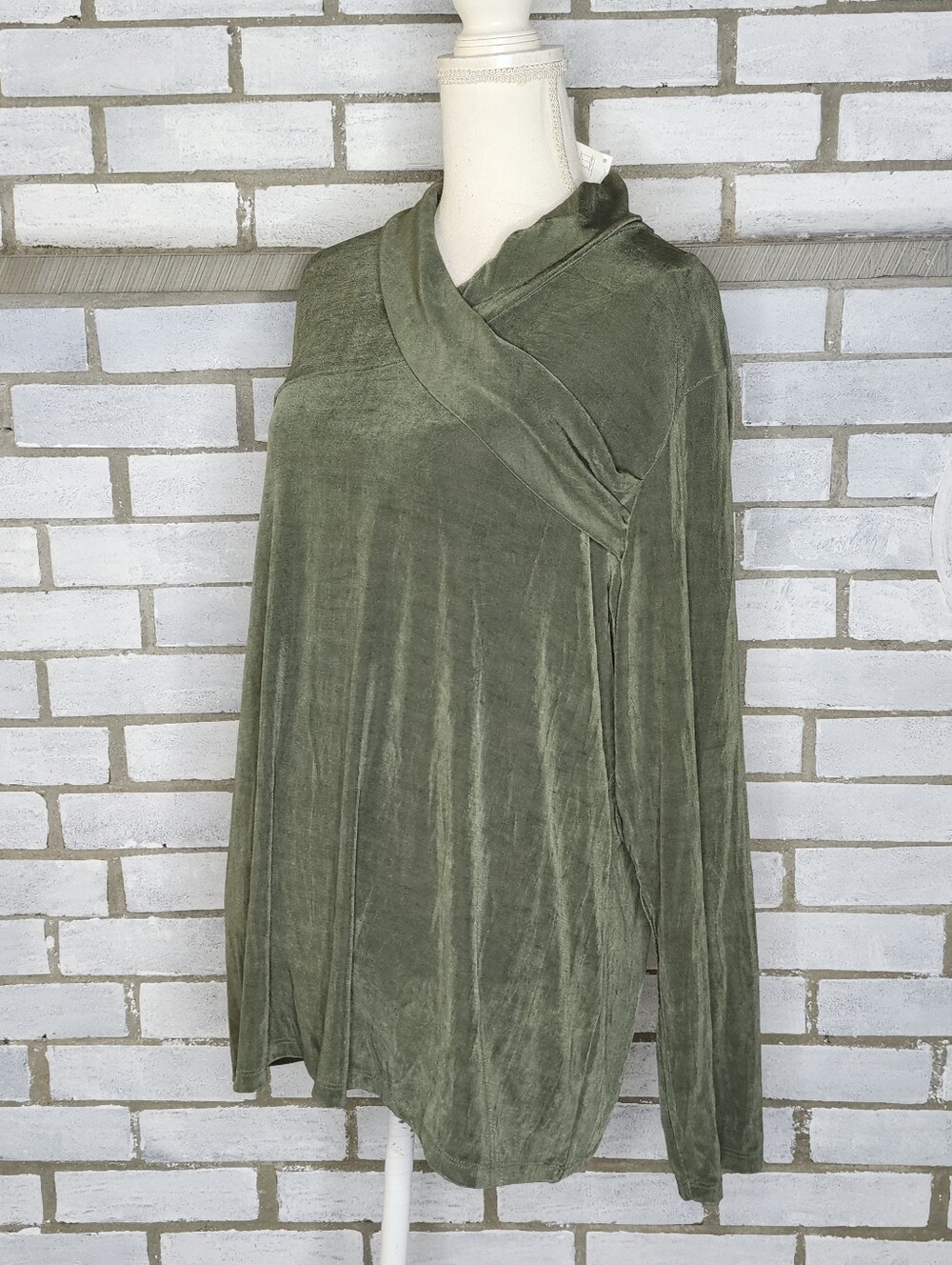 NWT Citiknits QVC Women's Long Sleeve Slinky Blouse Plus Size 2X Green